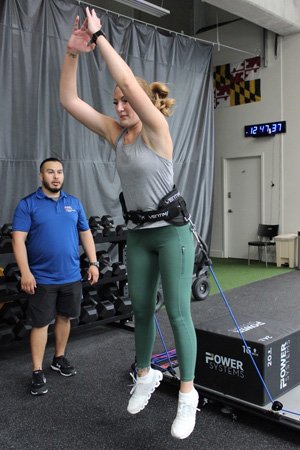 Woman doing jump training