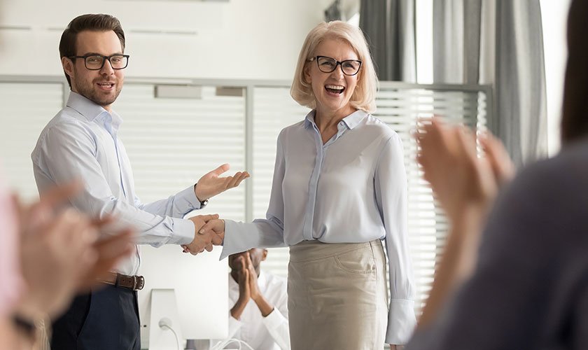 Employee being recognized